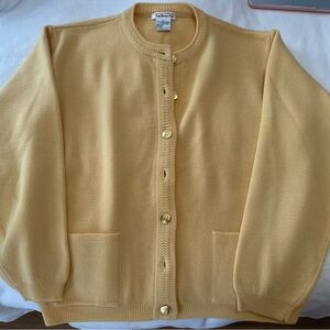 Talbots 100% Merino Wool Yellow Cardigan